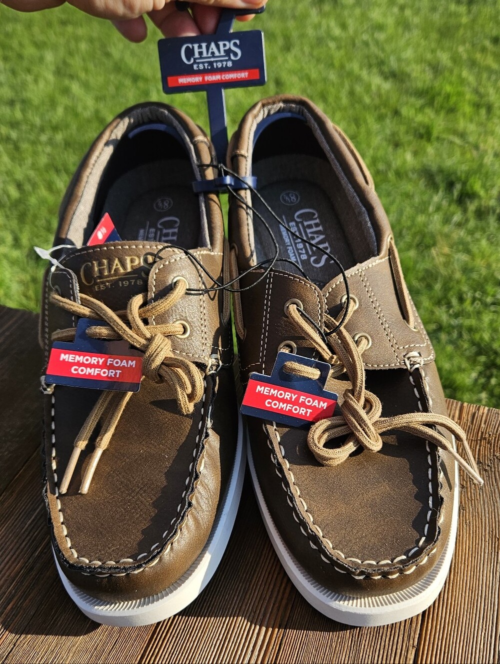 New CHAPS Benny Brown Memory Foam Boat Shoes